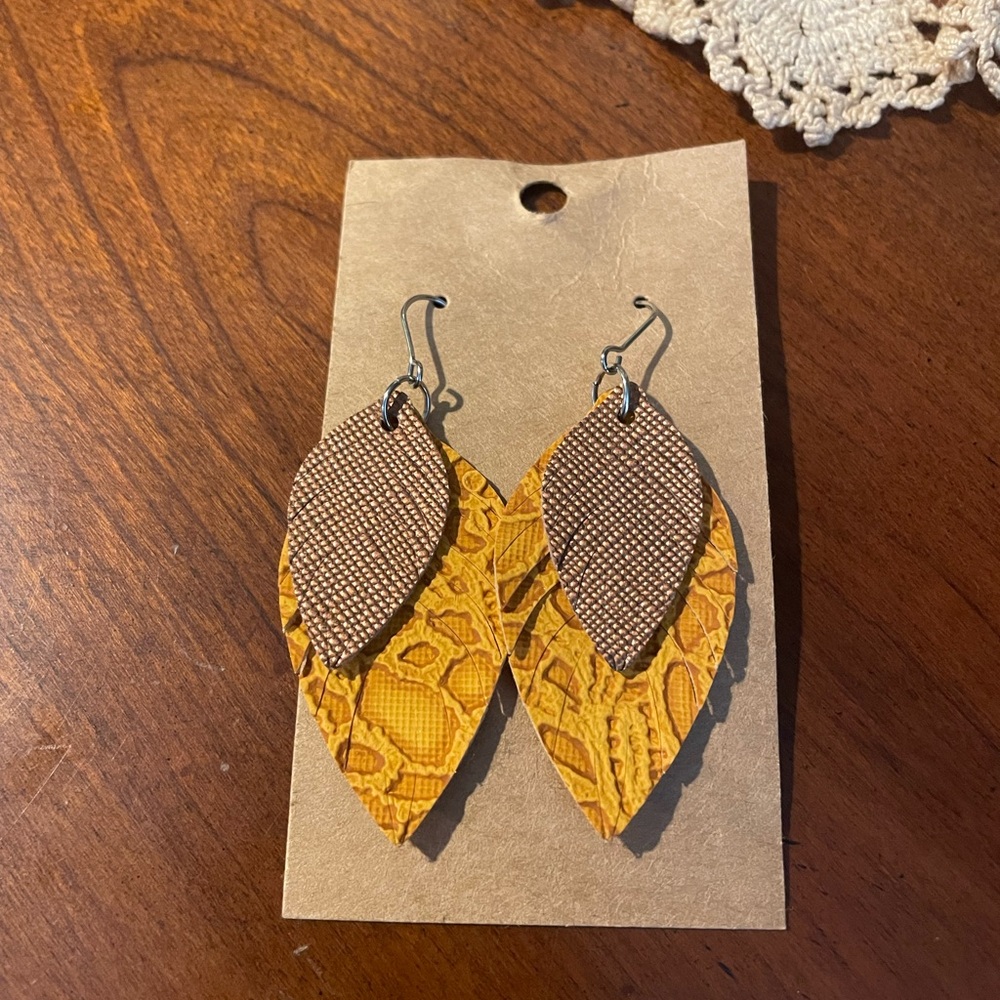 Yellow/Gold and Brown Leaf Soft Earrings